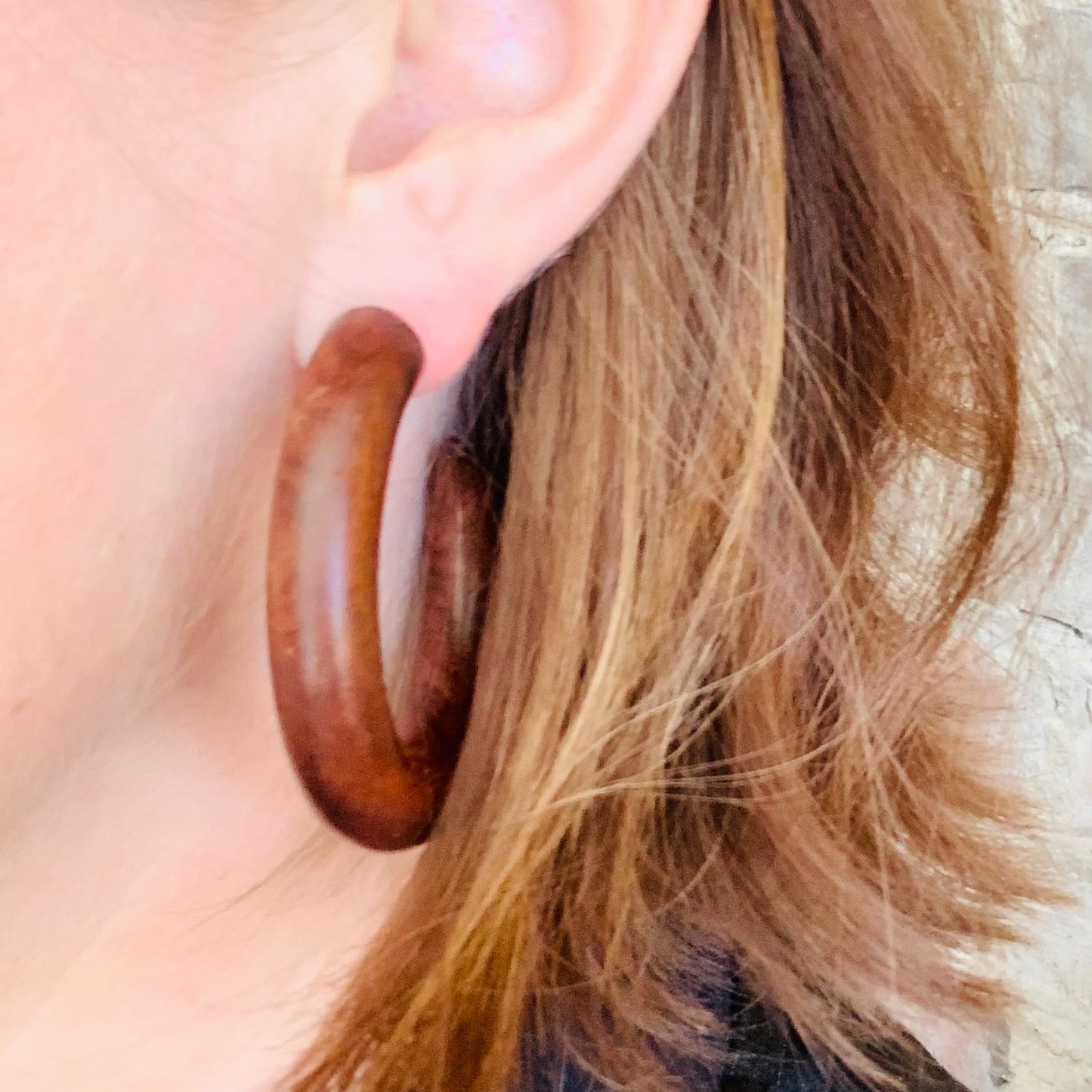 Wooden Hoop Earring
