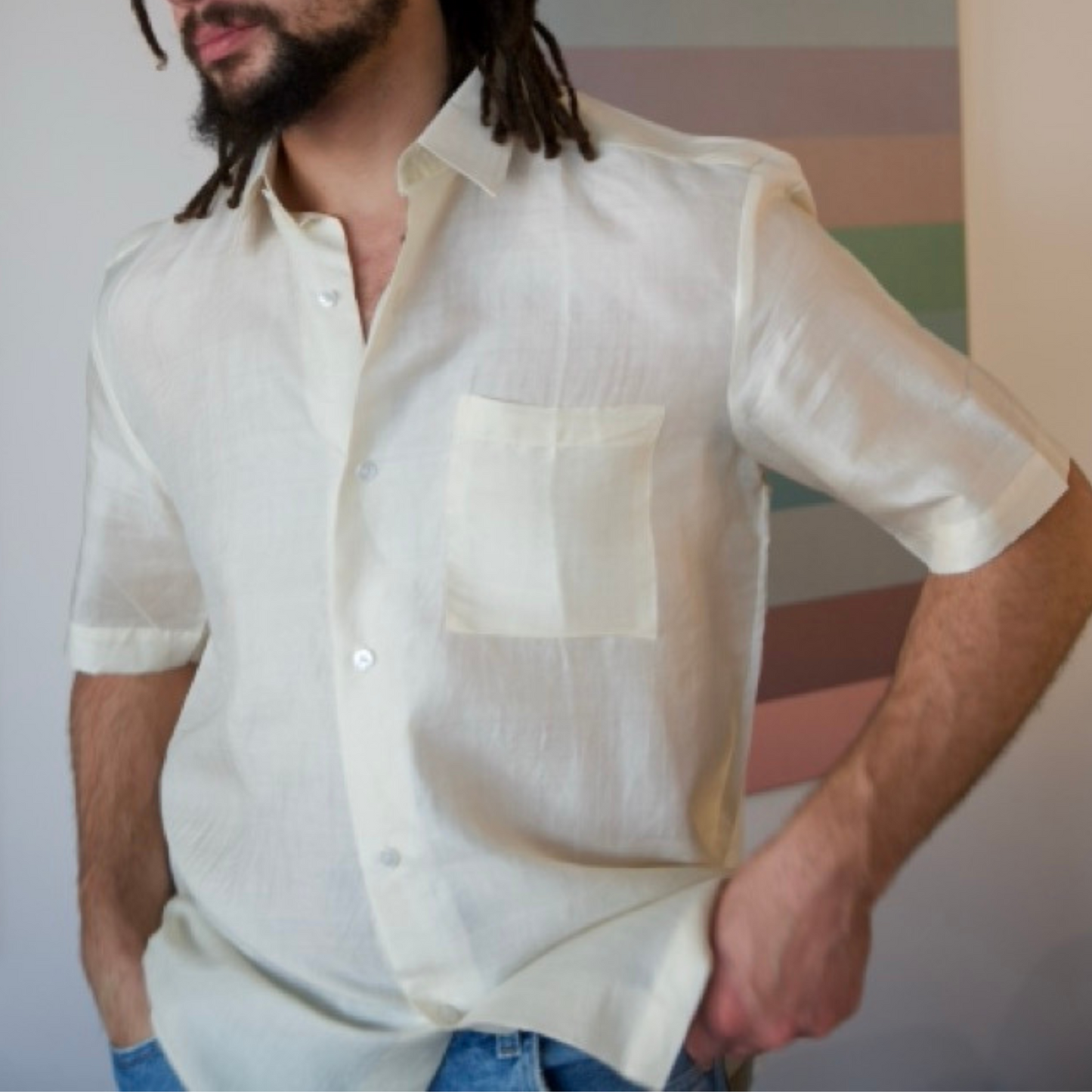 Raw Silk Butter Button Up