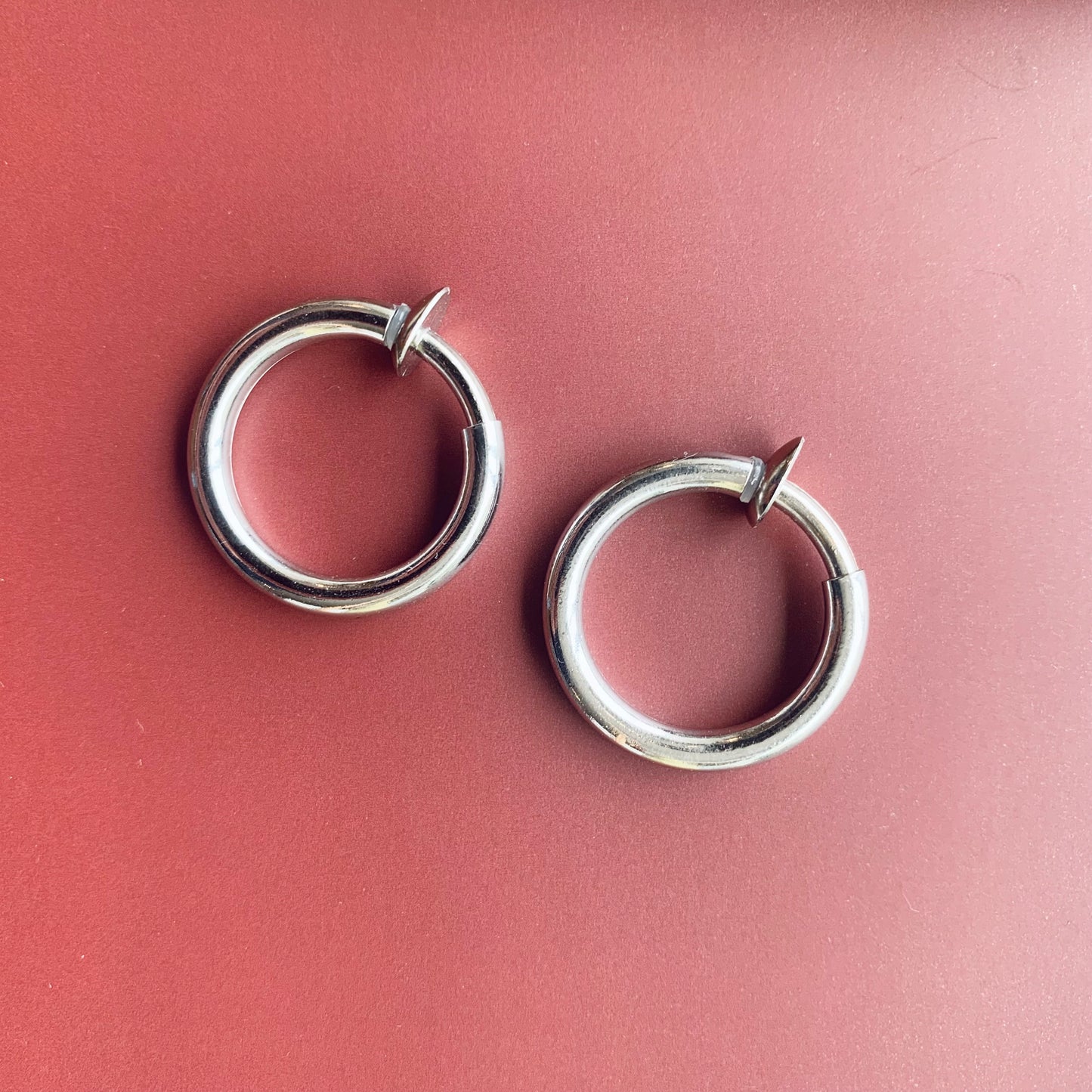 Silver Clip-On Hoop Earrings