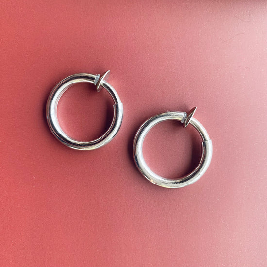 Silver Clip-On Hoop Earrings