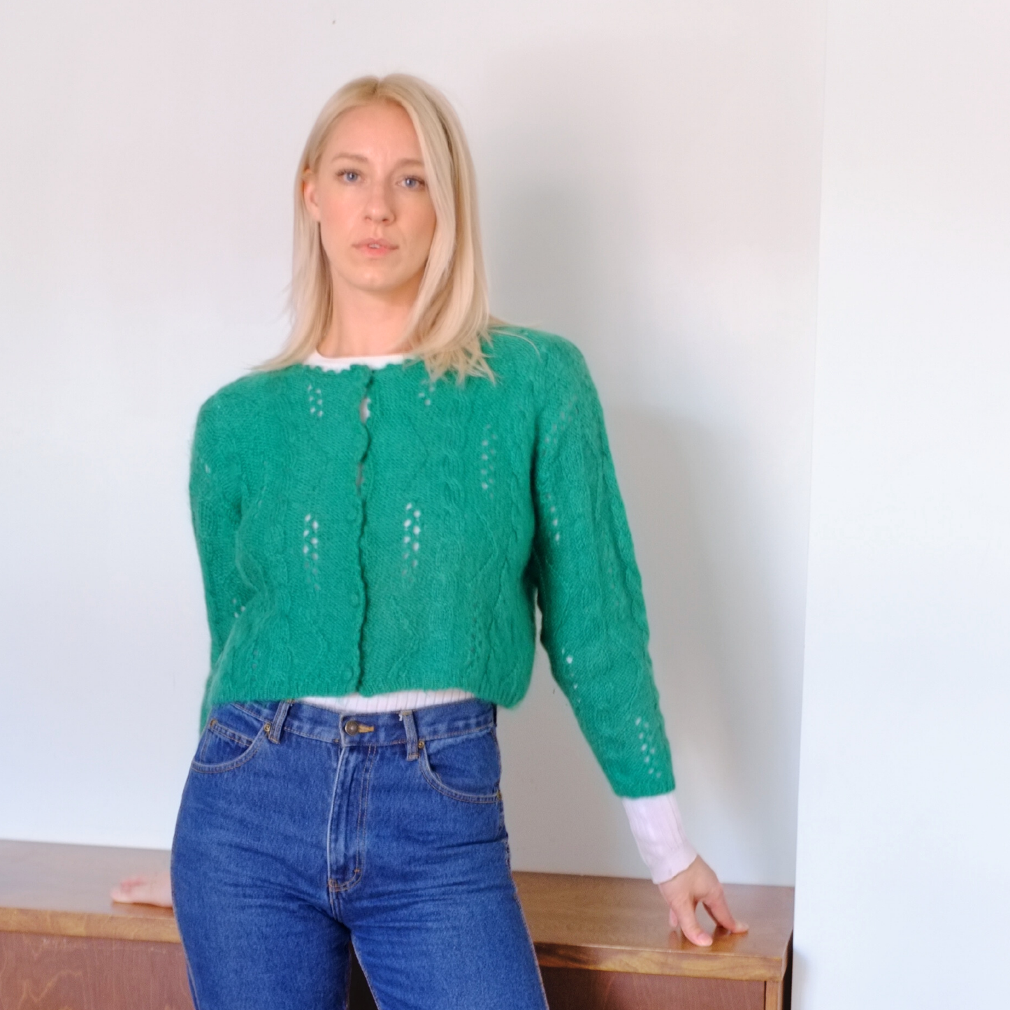 Kelly Green Knit Cardigan