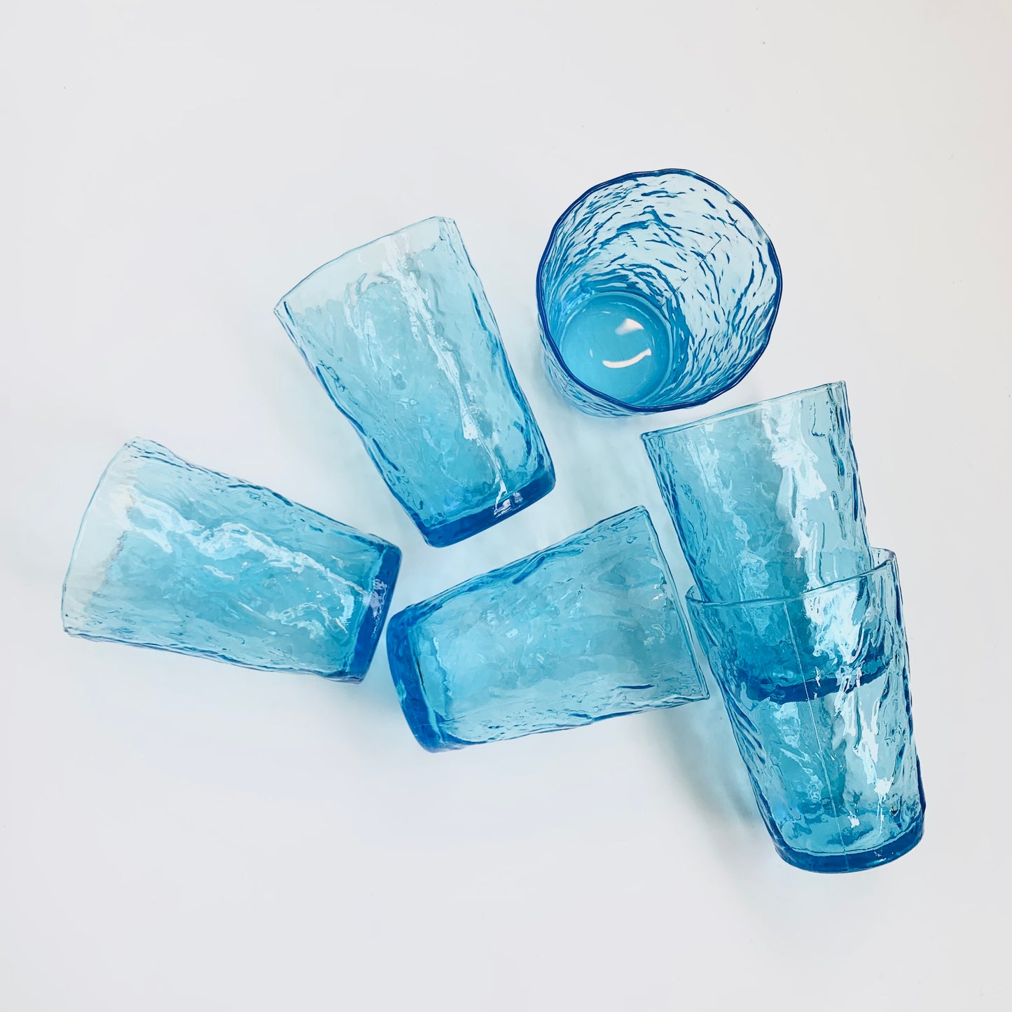 Aqua Crinkle Glass