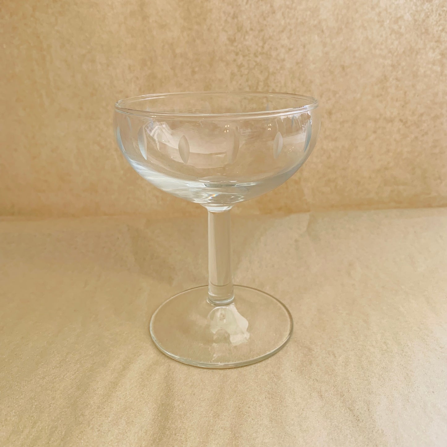 Mid Century Etched Coupe Glass