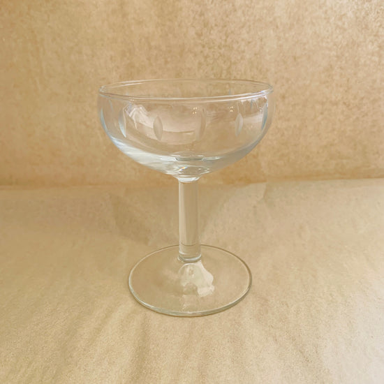 Mid Century Etched Coupe Glass