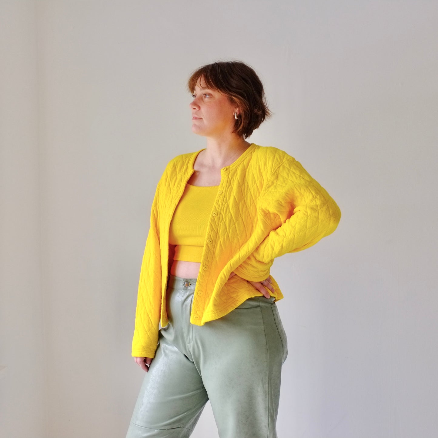 Sunshine Yellow Quilted Cardigan