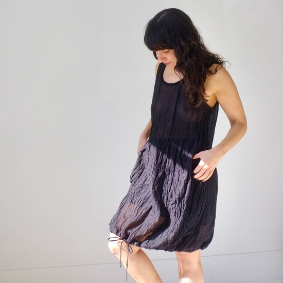 Black Crinkle Cocoon Dress