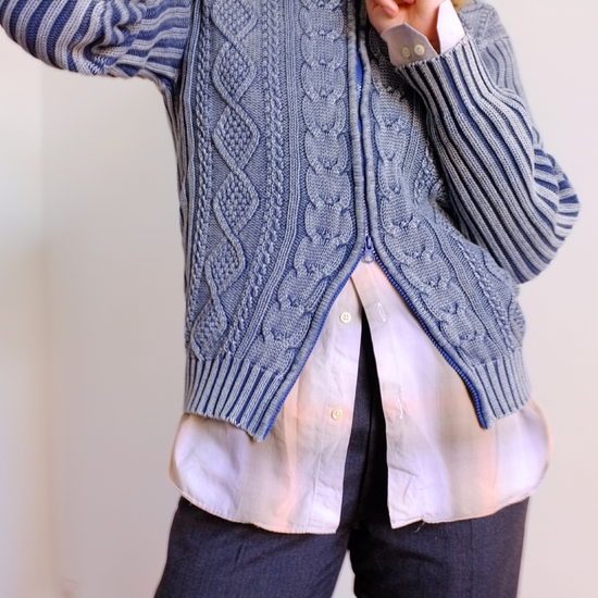 Steel Blue Zippered Cardigan