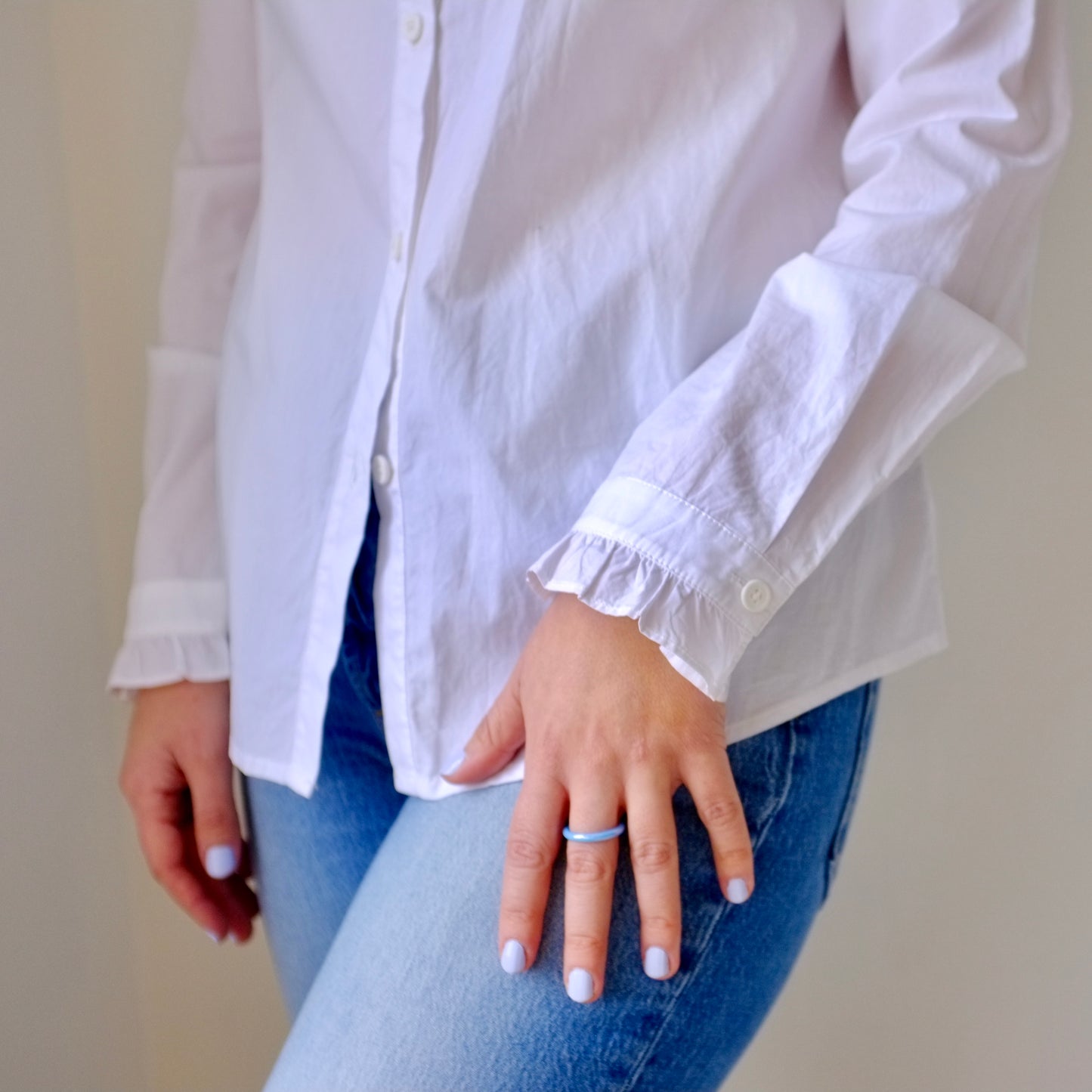 White Button-up with Lace Detail