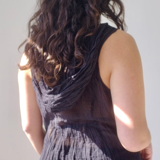 Black Crinkle Cocoon Dress