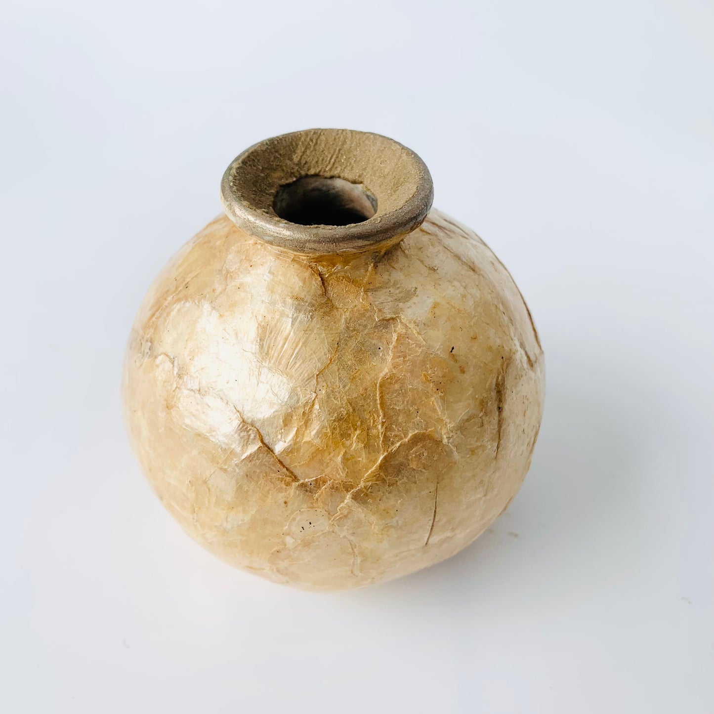 Capiz and Ceramic Bud Vase