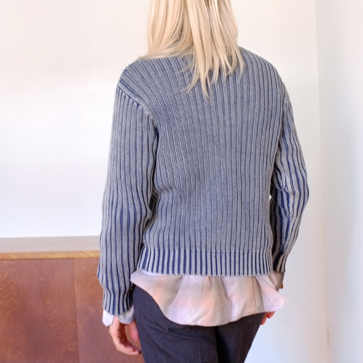 Steel Blue Zippered Cardigan