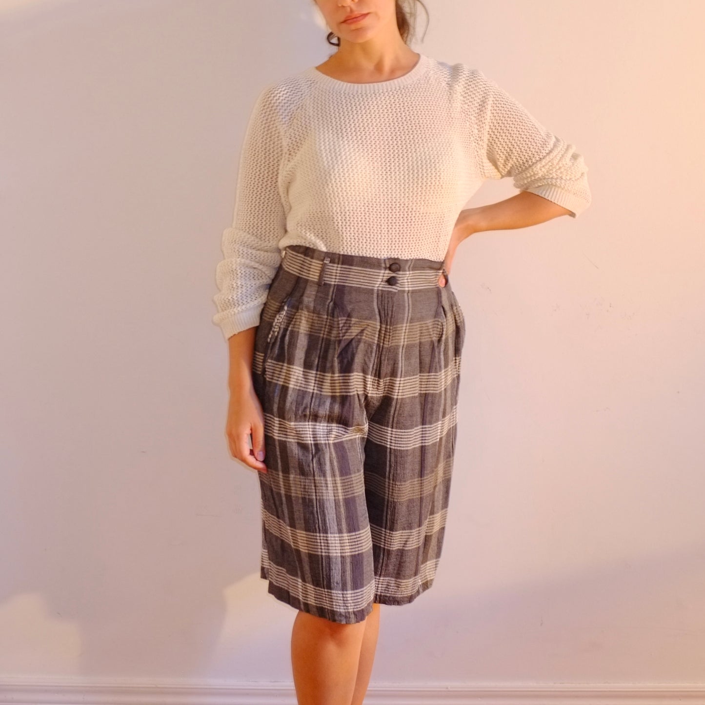 Plaid Trouser Shorts