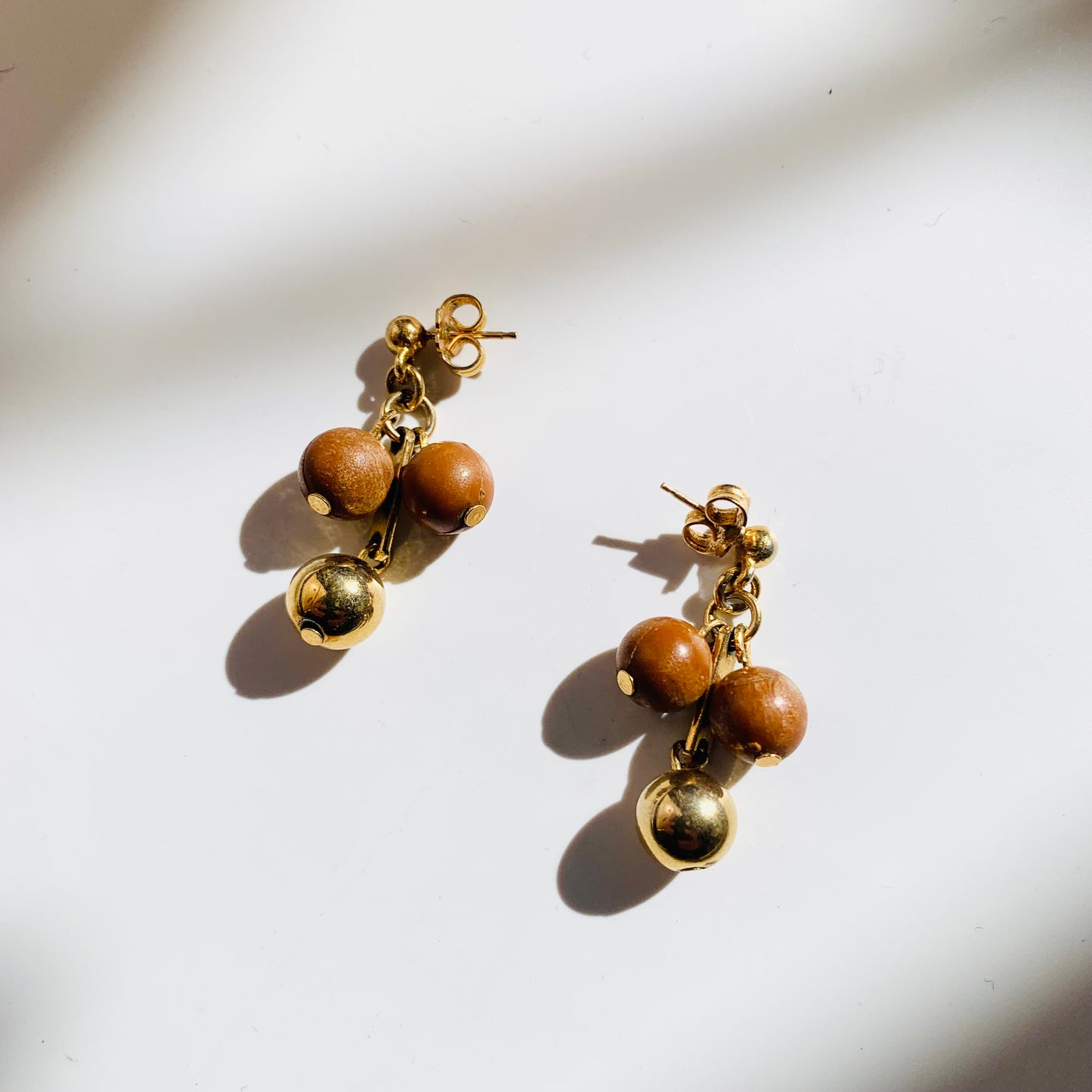 Wood & Gold Earring