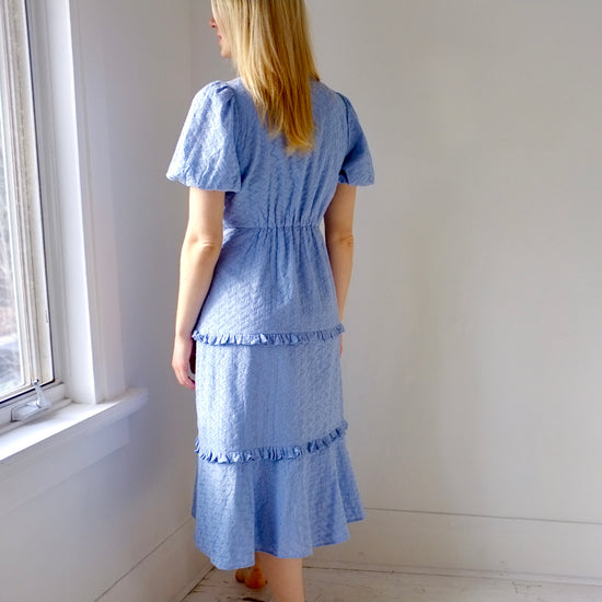 Blue Ruffle-tiered Dress