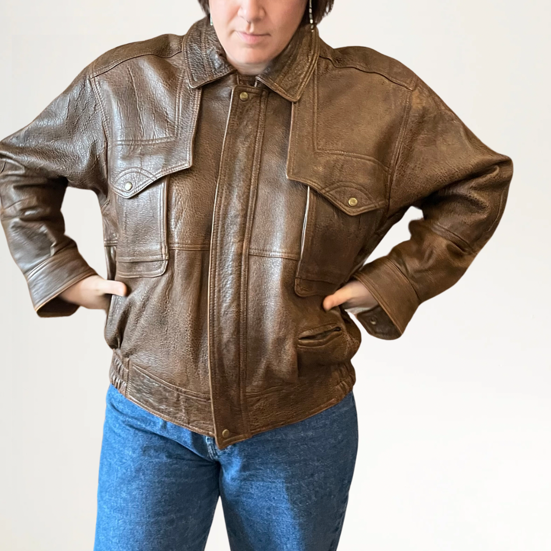 Brown Leather Aviator Jacket