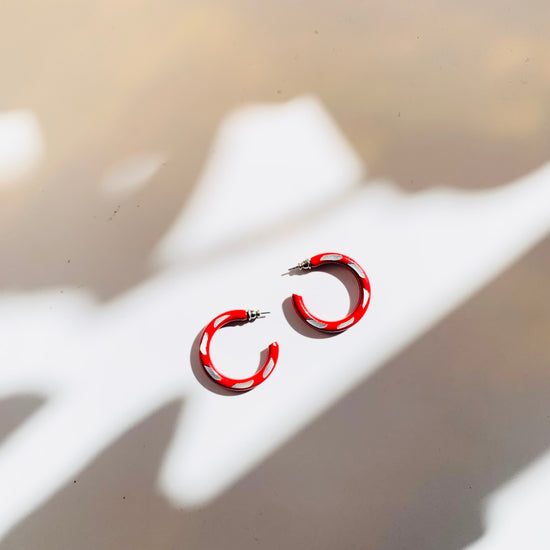 Red Winged Hoop Earring