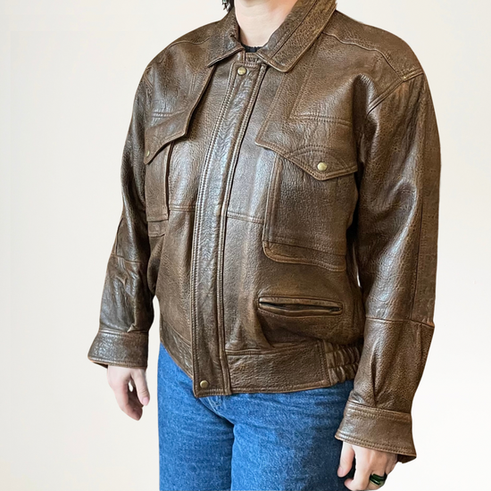 Brown Leather Aviator Jacket