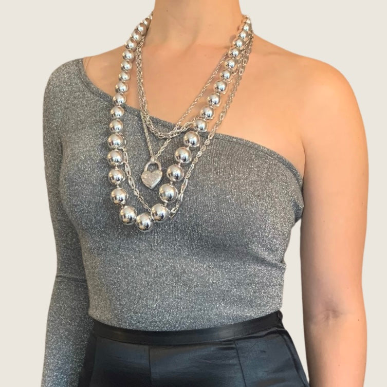 D'Orlan Silver Boulles Necklace