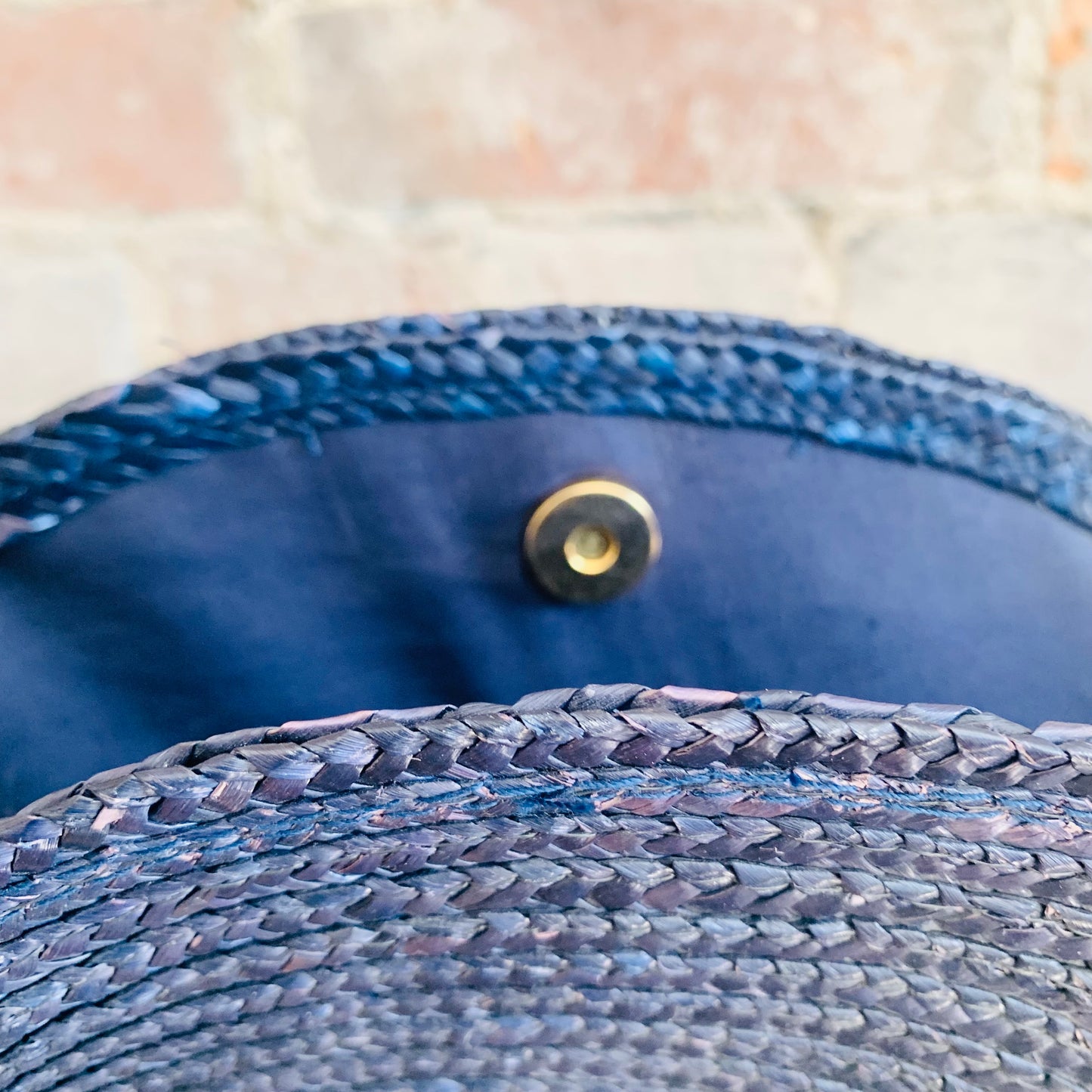 Navy Round Basket Bag