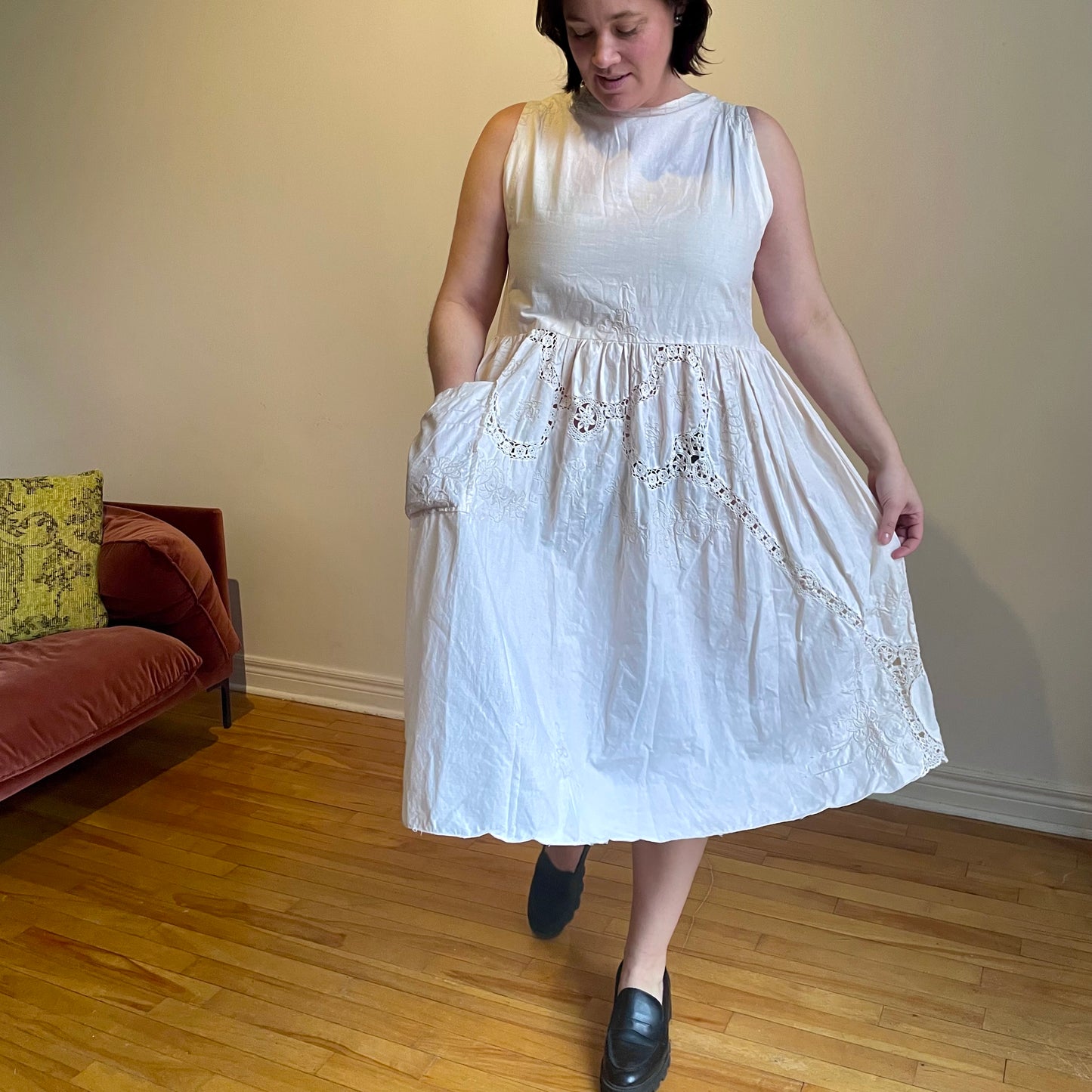 Embroidered Smock Dress