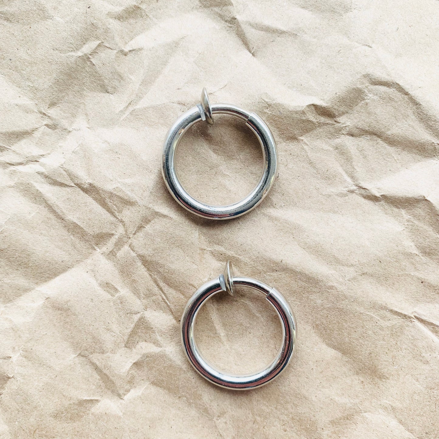 Silver Clip-On Hoop Earrings