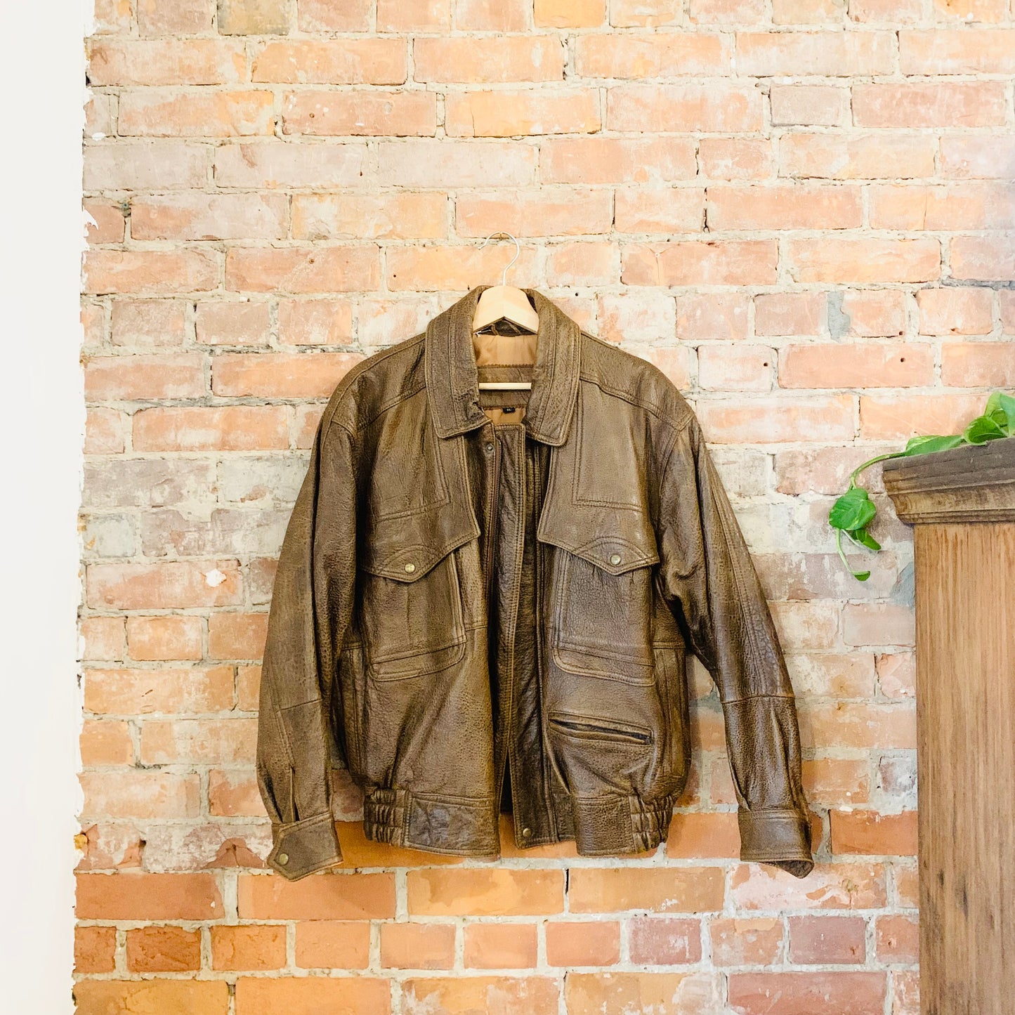 Brown Leather Aviator Jacket