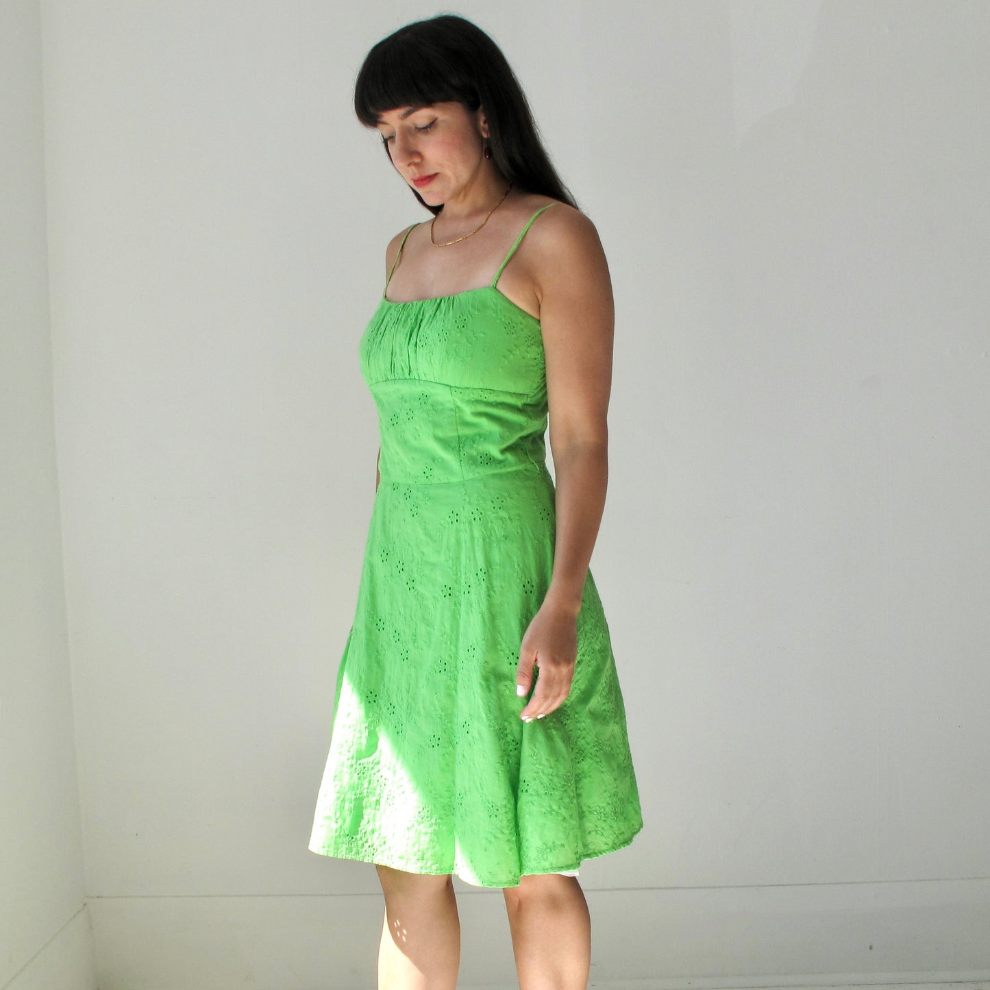 Electric Lime Eyelet Dress