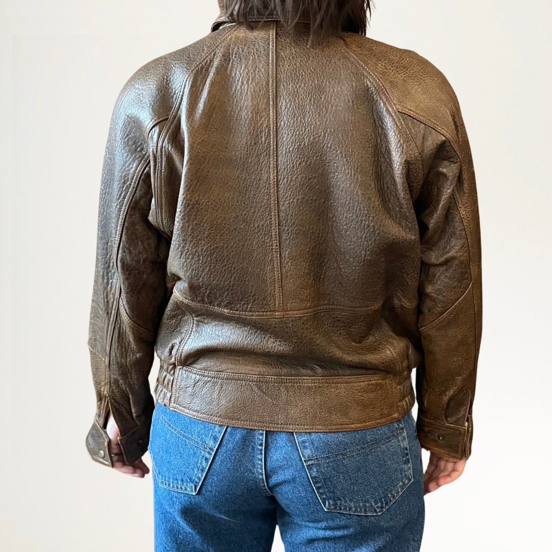 Brown Leather Aviator Jacket