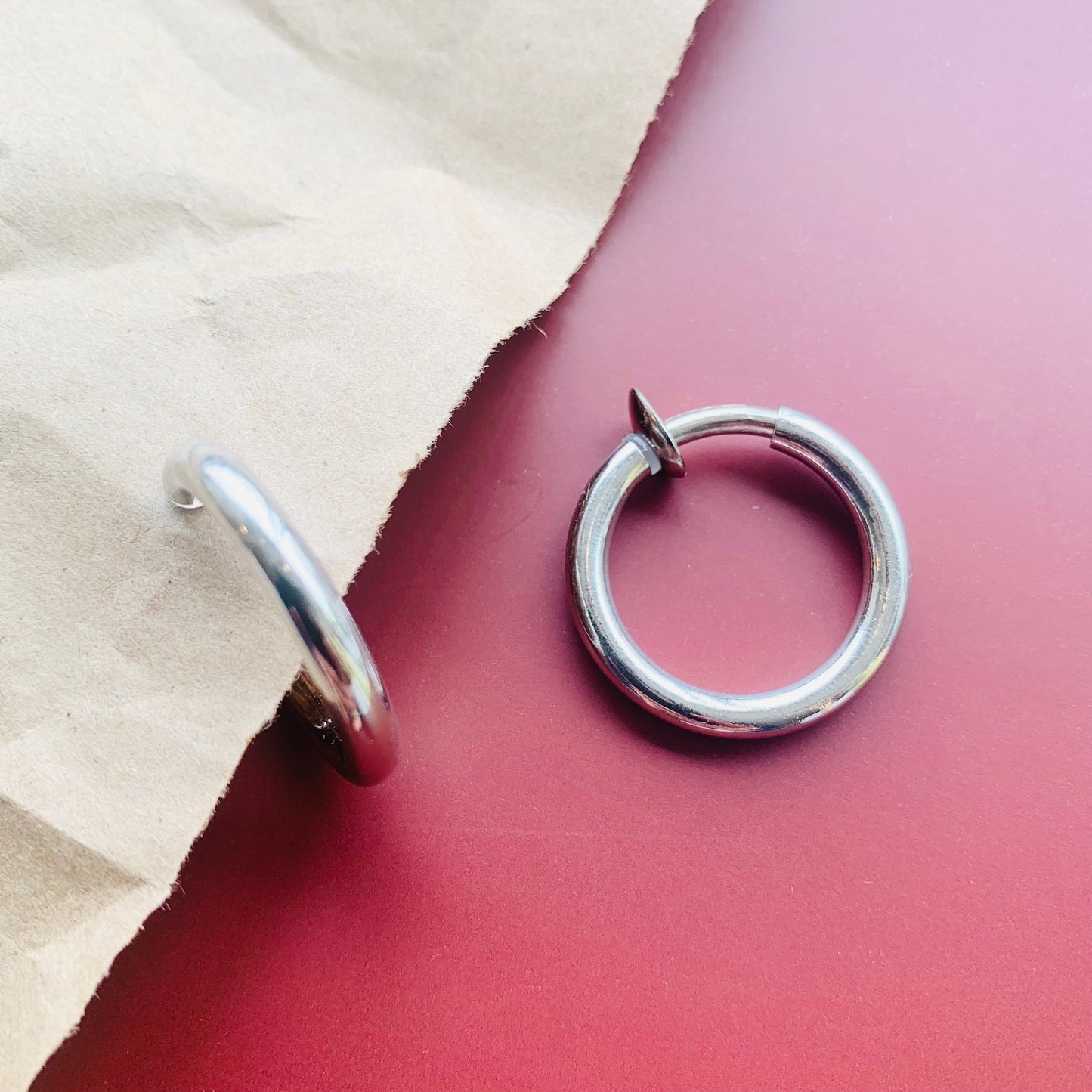 Silver Clip-On Hoop Earrings