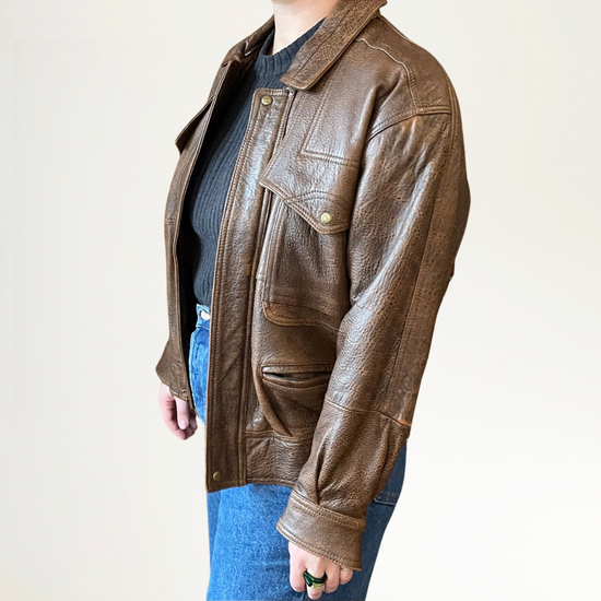 Brown Leather Aviator Jacket