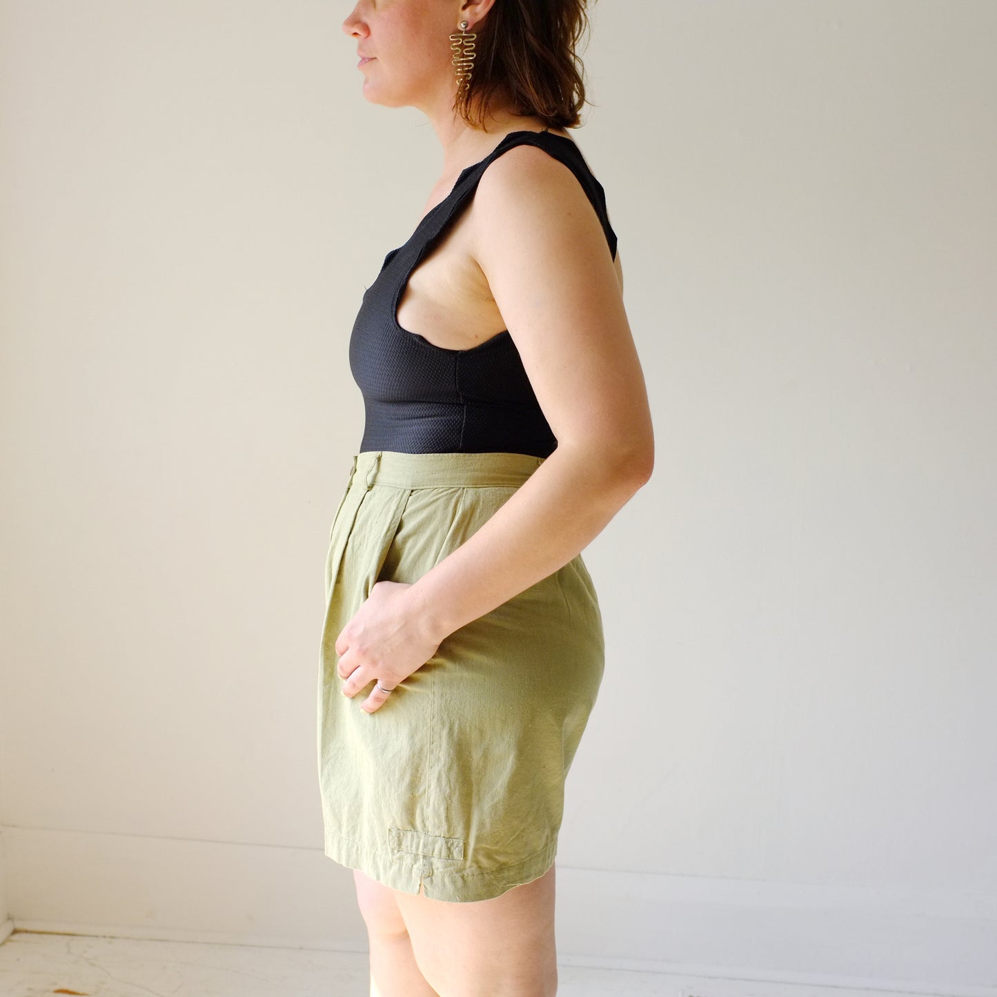 Olive Pleated Shorts