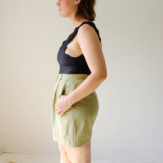 Olive Pleated Shorts