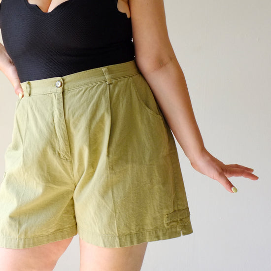 Olive Pleated Shorts