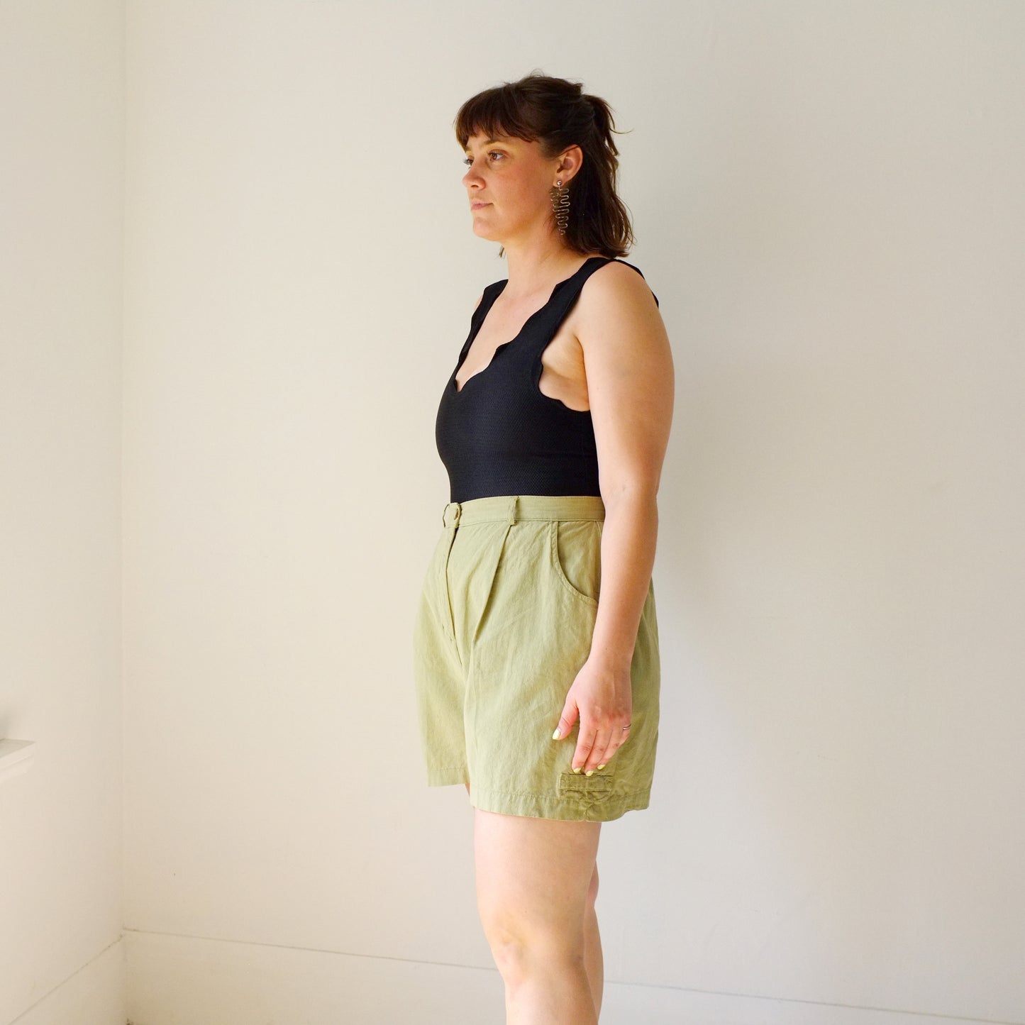 Olive Pleated Shorts