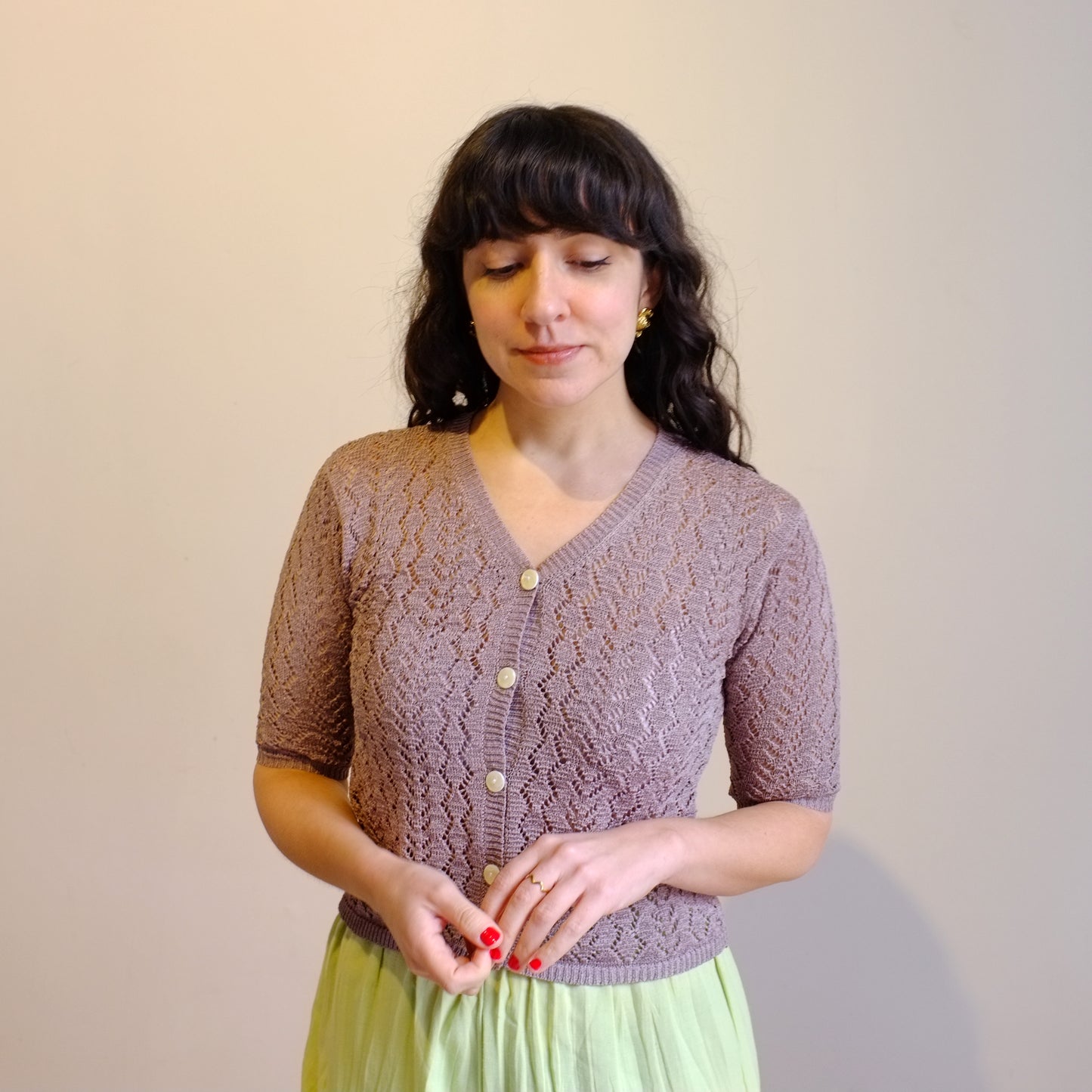 Mushroom Knit Cardigan Top