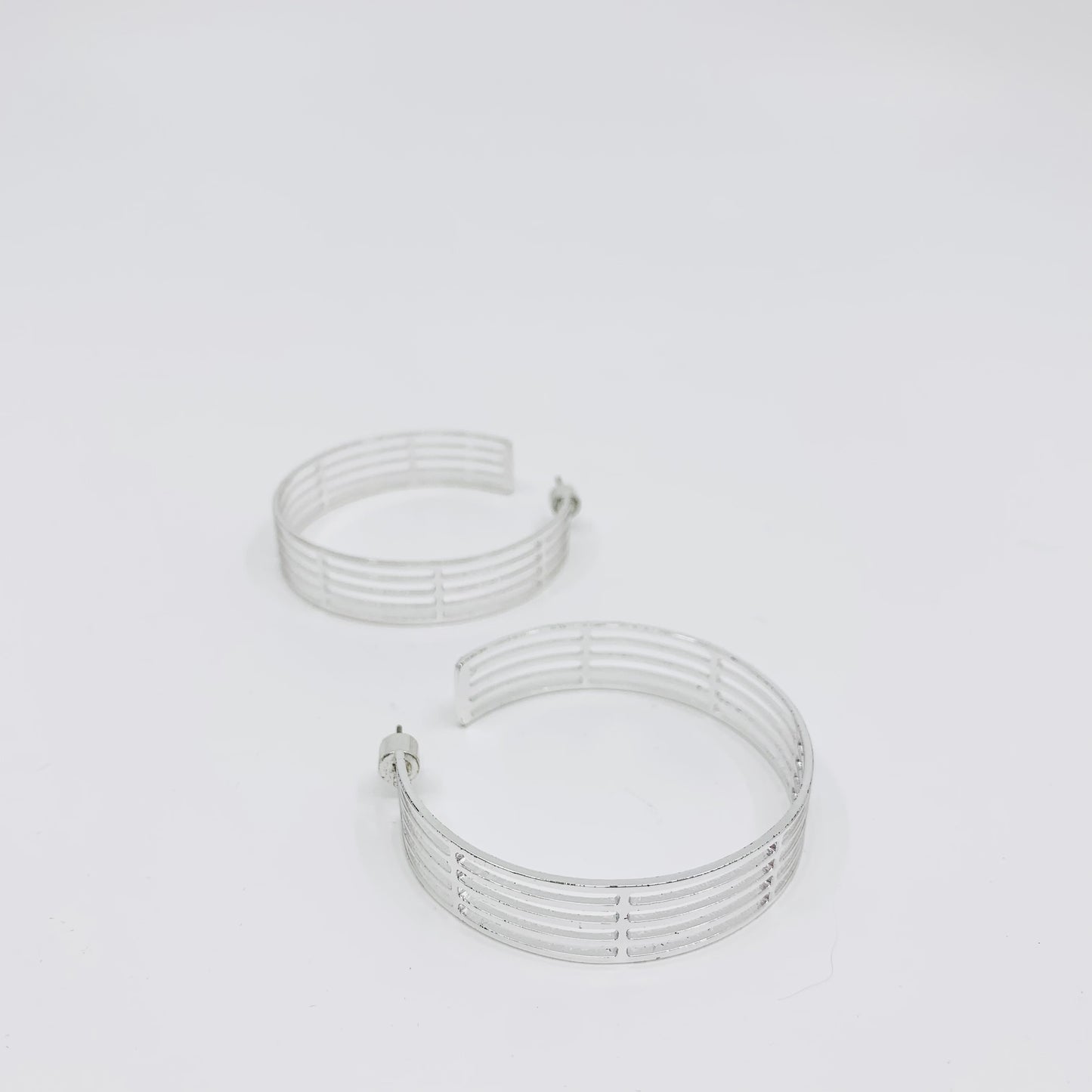 Silver Grid Hoop Earrings