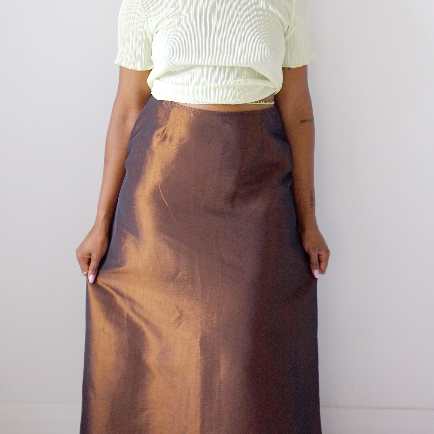 Chocolate Taffeta Maxi Skirt