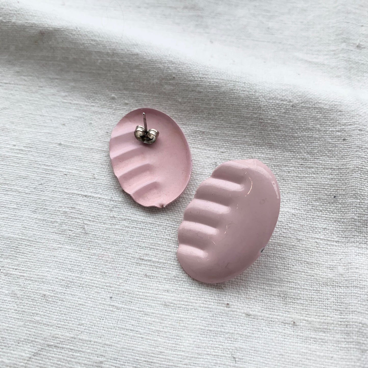 Baby Pink Enamel Earrings
