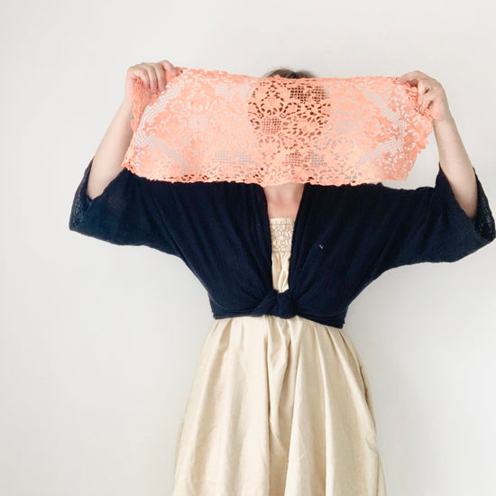 Electric Peach Embroidered Doily