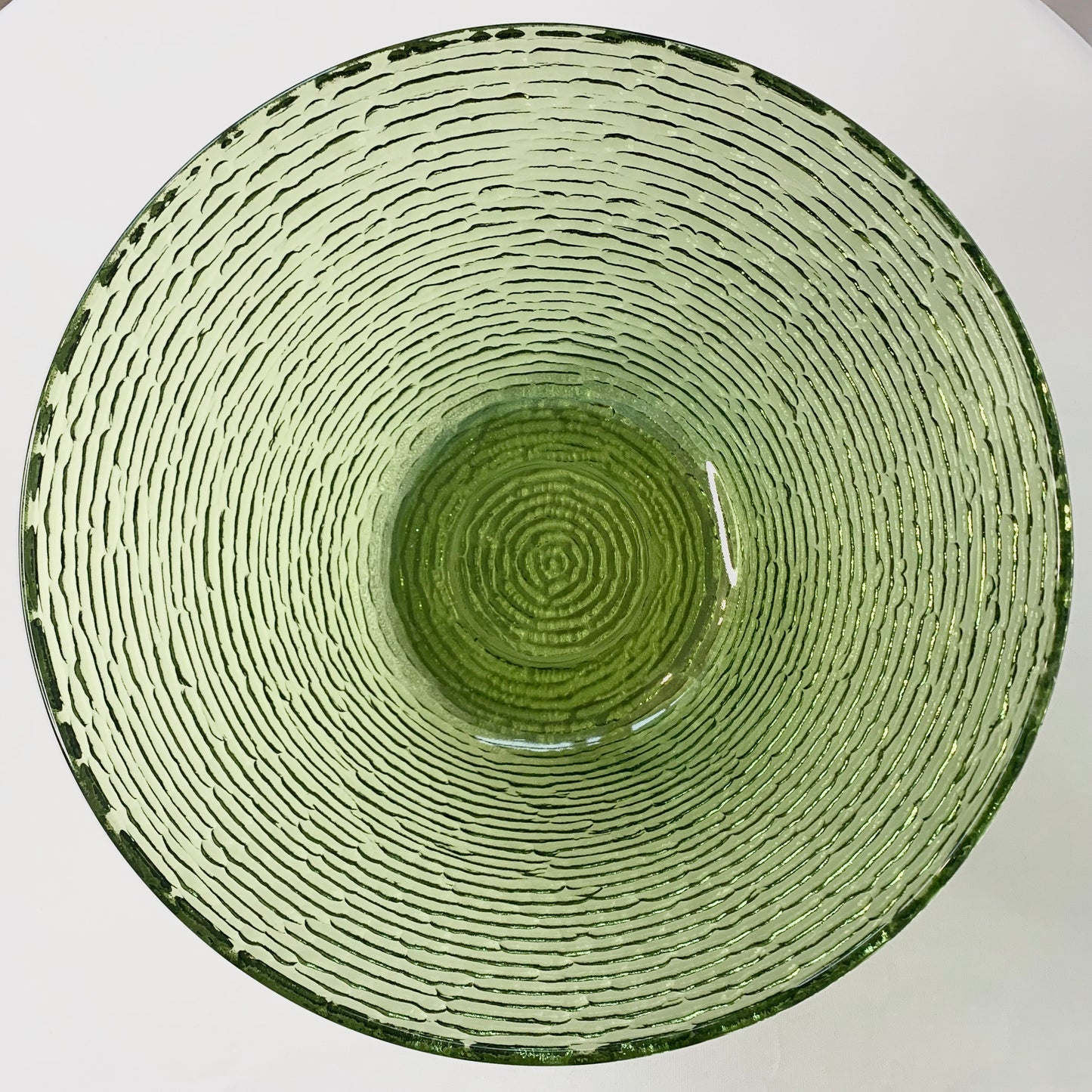 Ridged Green Glass Bowl - Large