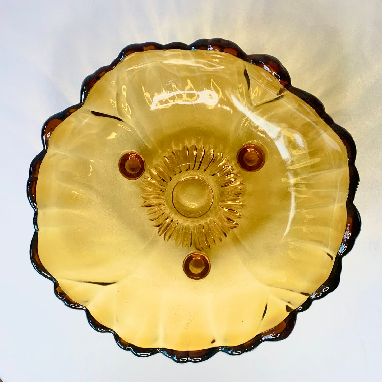 Midcentury Anemone Amber Glass Bowl