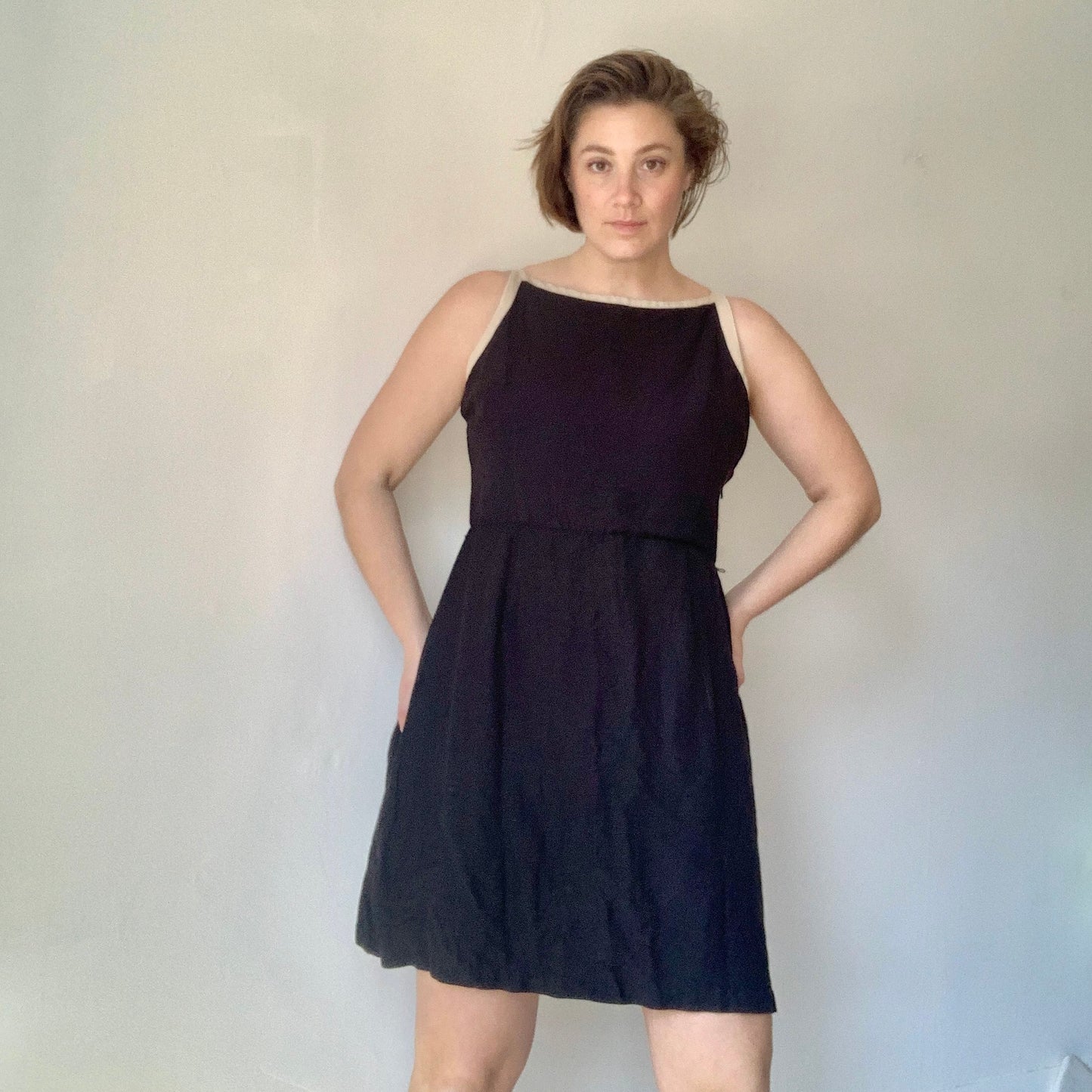 Black Linen Apron Dress