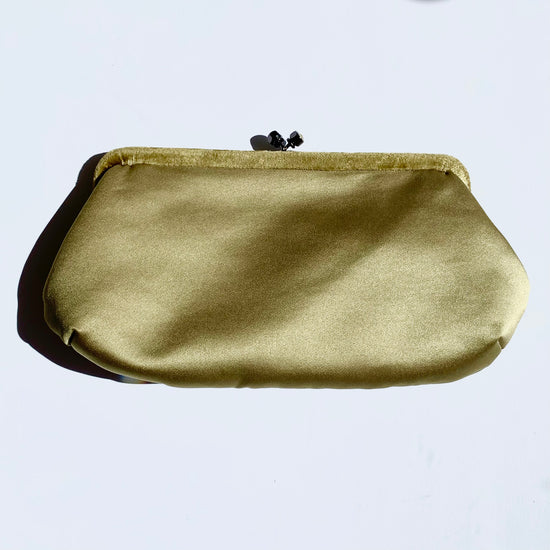Chartreuse Satin and Velvet Handbag