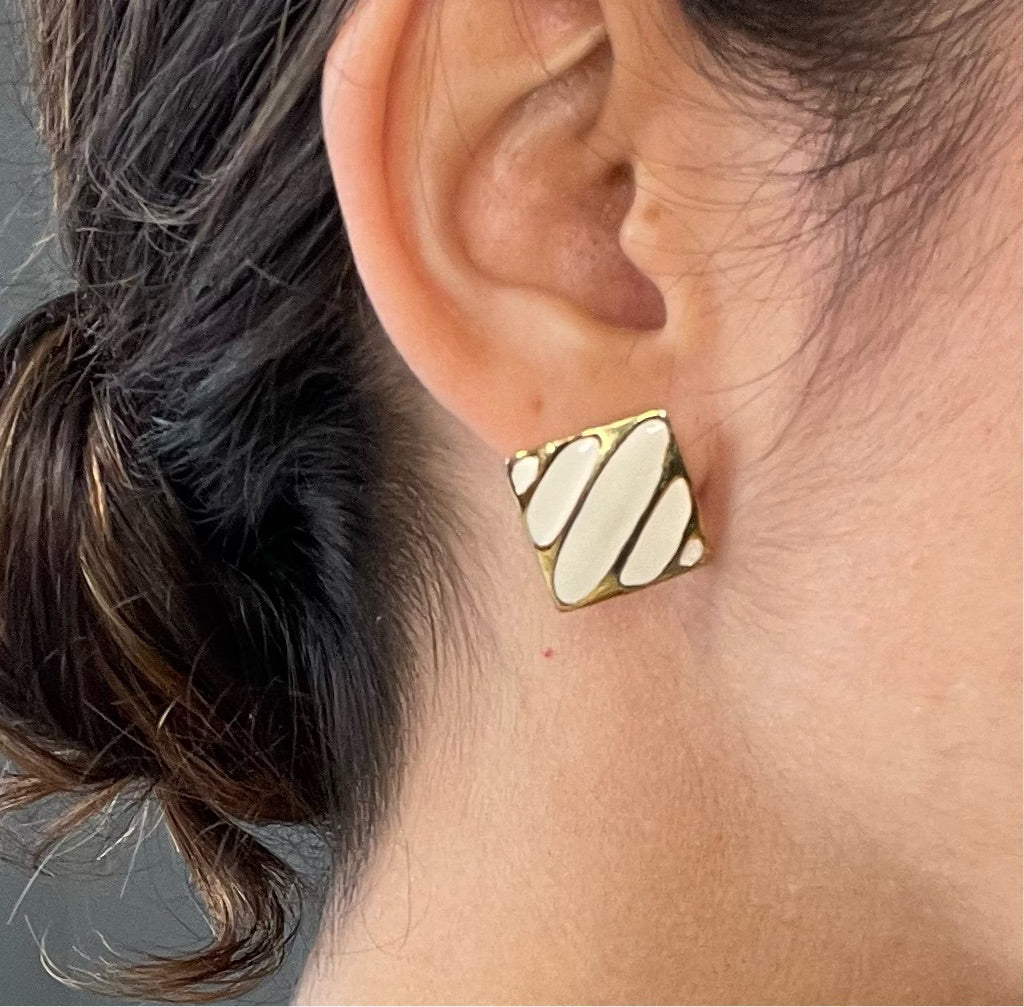 Gold and Cream Earring