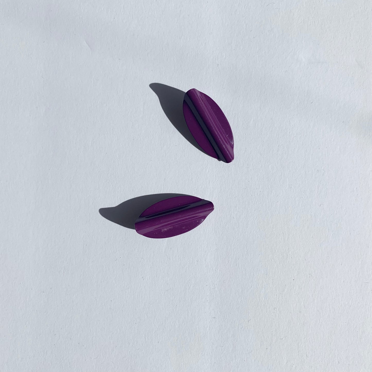 Purple Banana Leaf Enamel Earrings