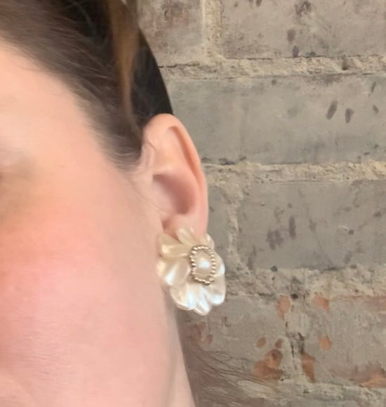 Pearl Flower Clip-On Earring