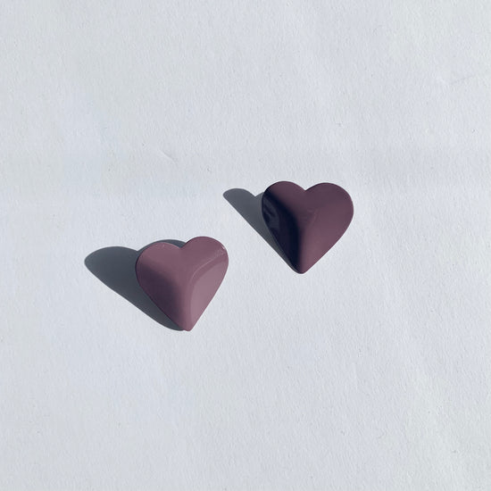 Dusty Grape Enamel Heart Earrings