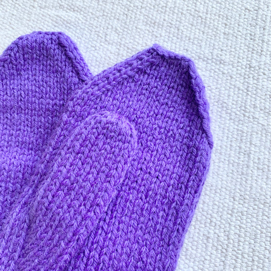 Purple Hand Knit Mittens