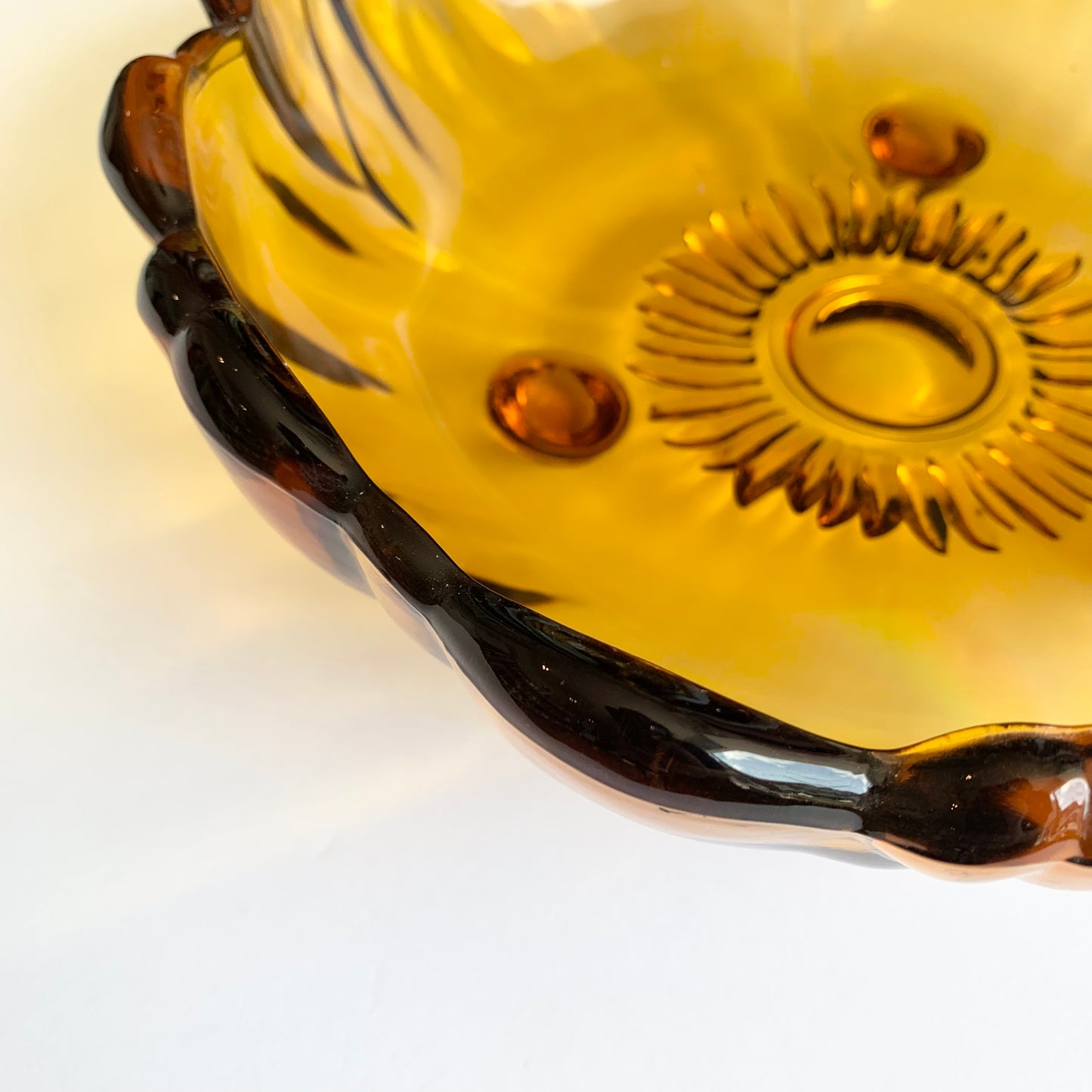 Midcentury Anemone Amber Glass Bowl