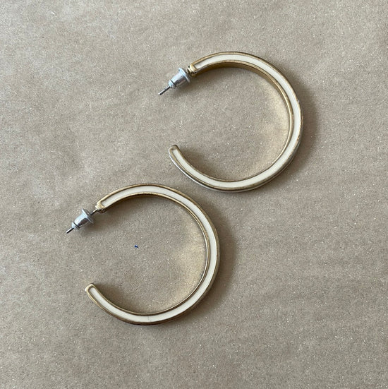 Gold & Cream Hoop Earring
